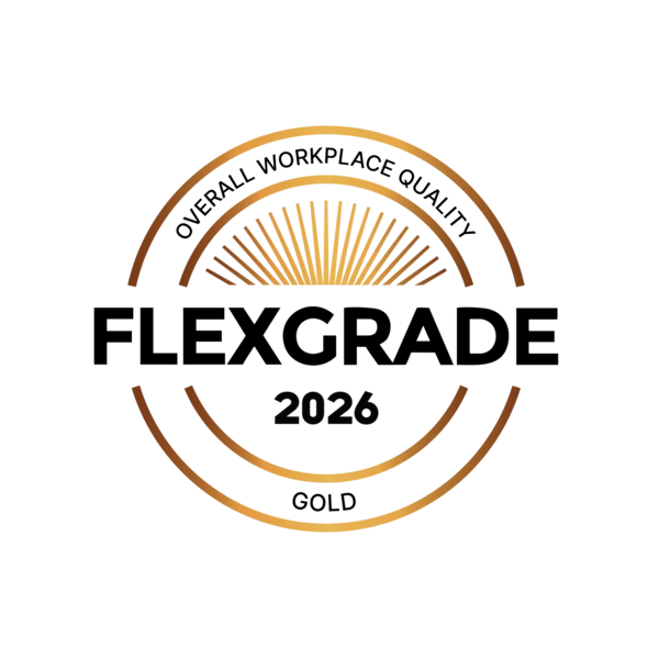 FlexGrade Gold certification badge awarded to eight Orega flexible workspace buildings in London, Manchester and Bristol